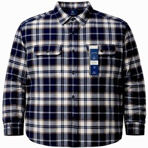 George Men's XL Tall Long Sleeve Flannel Shirt Blue White Buffalo